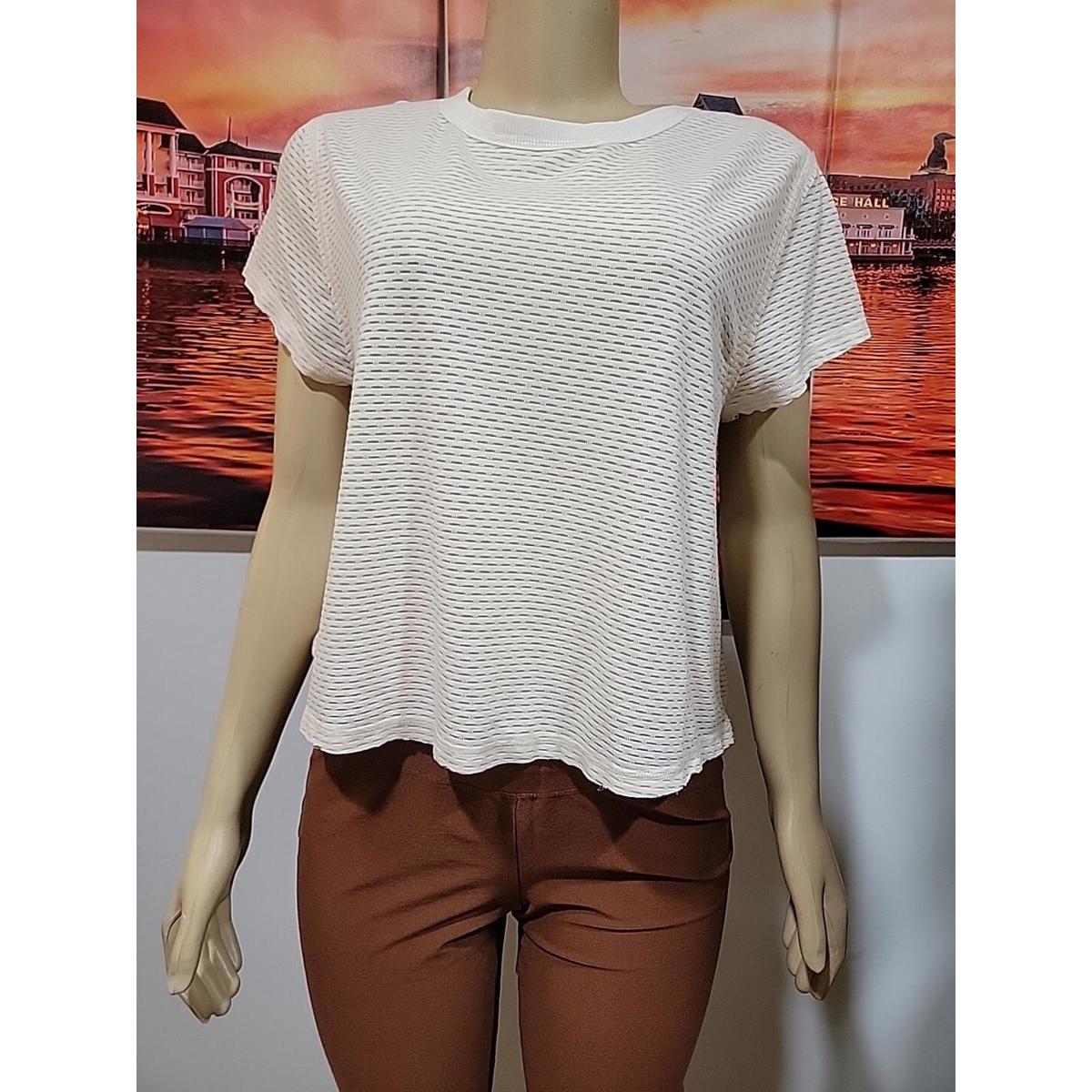 Free People Movement Mesh Patterned Ivory Women’s Size L Top Tank Shirt New #C